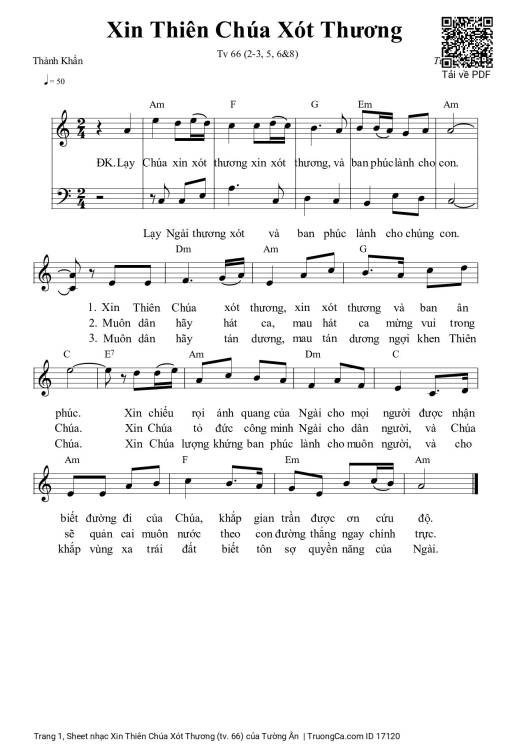 Sheet nhạc PDF bài Xin Thiên Chúa Xót Thương (tv. 66)
