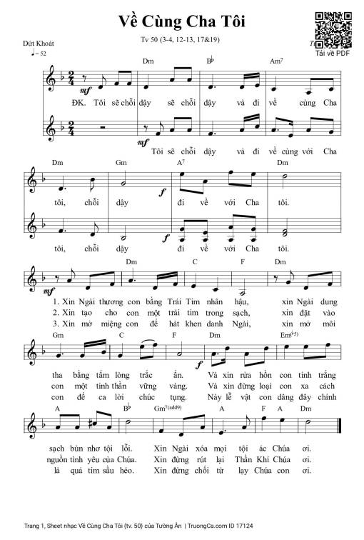 Sheet nhạc PDF bài Về Cùng Cha Tôi (tv. 50)
