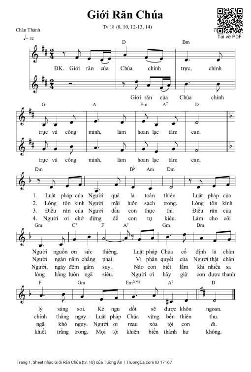 Sheet nhạc PDF bài Giới Răn Chúa (tv. 18)