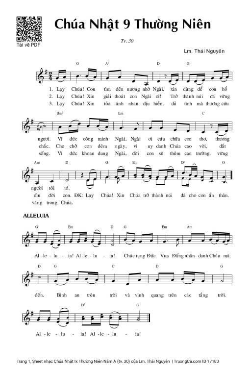 Sheet nhạc PDF bài Chúa Nhật Ix Thường Niên Năm A (tv. 30)