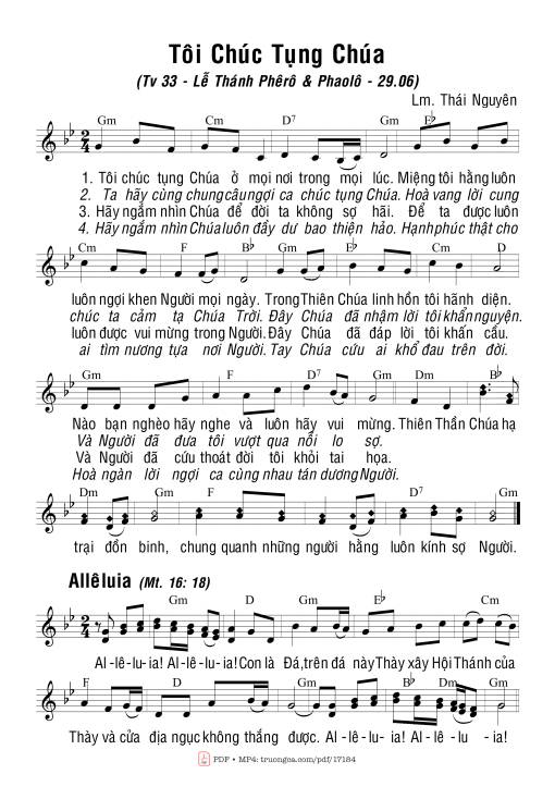 Sheet nhạc PDF bài Lễ Thánh Phêrô Và Phaolô Tông đồ (tv. 33)