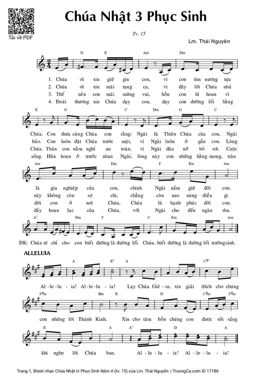 Sheet nhạc PDF bài Chúa Nhật Iii Phục Sinh Năm A (tv. 15)