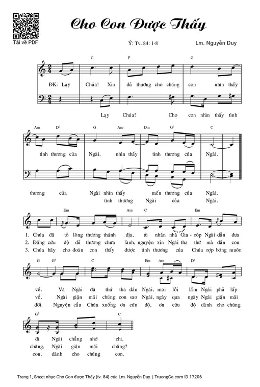 Sheet nhạc PDF bài Cho Con được Thấy (tv. 84)