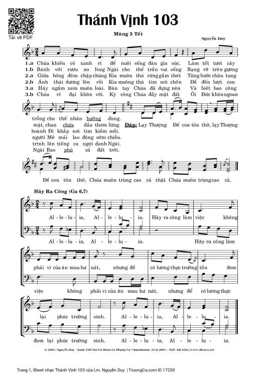 Sheet nhạc PDF bài Thánh Vịnh 103