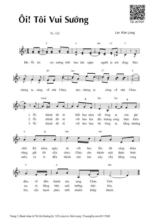 Sheet nhạc PDF bài ôi Tôi Vui Sướng (tv. 121)
