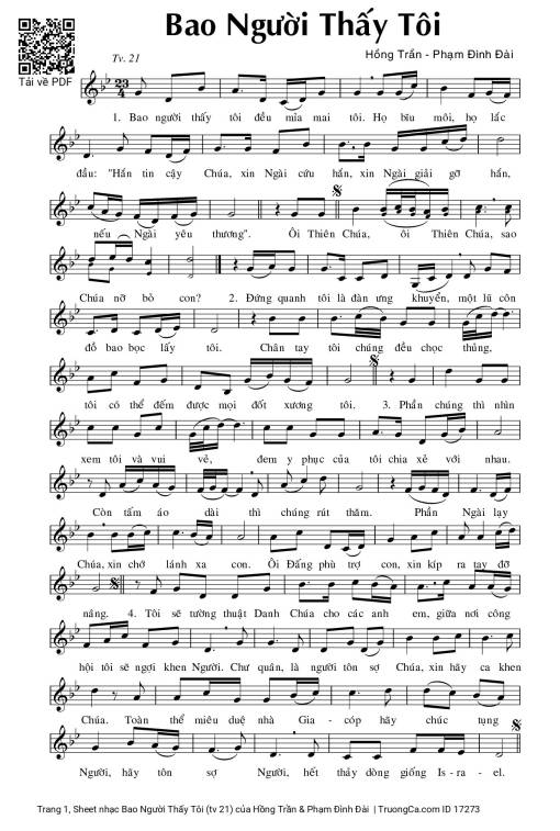 Sheet nhạc PDF bài Bao Người Thấy Tôi (tv 21)