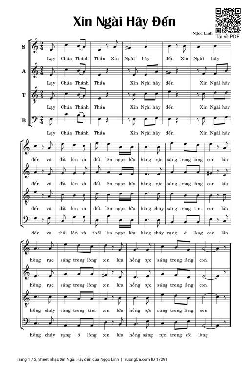 Sheet nhạc PDF bài Xin Ngài Hãy đến