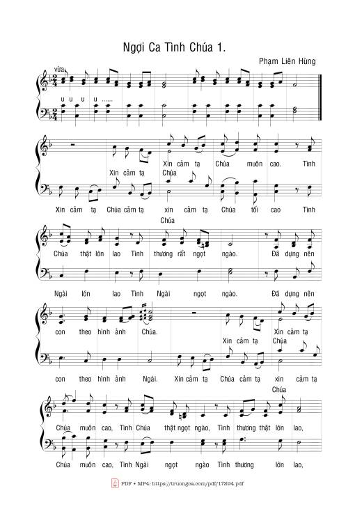 Sheet nhạc PDF bài Ngợi Ca Tình Chúa 1