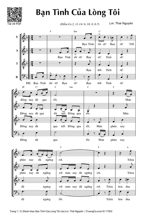 Sheet nhạc PDF bài Bạn Tình Của Lòng Tôi
