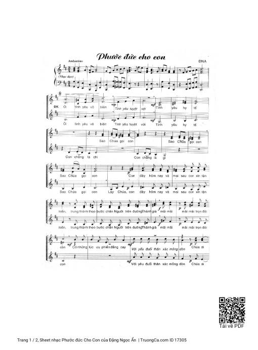 Sheet nhạc PDF bài Phước đức Cho Con