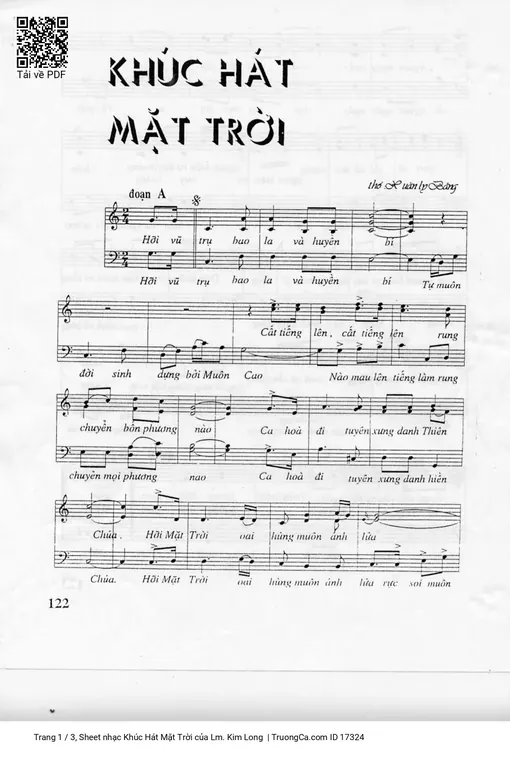 Sheet nhạc PDF bài Khúc Hát Mặt Trời