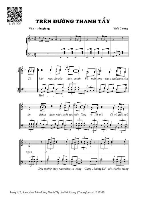 Sheet nhạc PDF bài Trên đường Thanh Tẩy