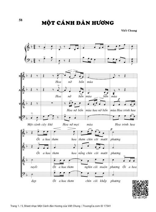 Sheet nhạc PDF bài Một Cành đàn Hương