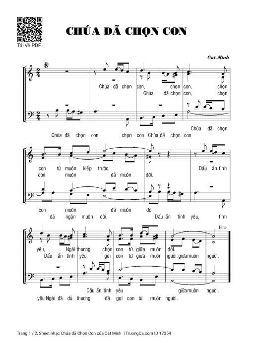 Sheet nhạc PDF bài Chúa đã Chọn Con