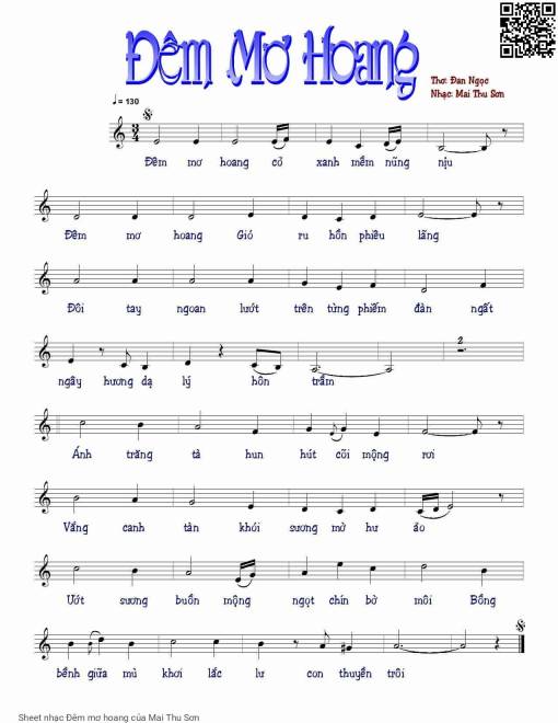 Sheet nhạc PDF bài Đêm mơ hoang