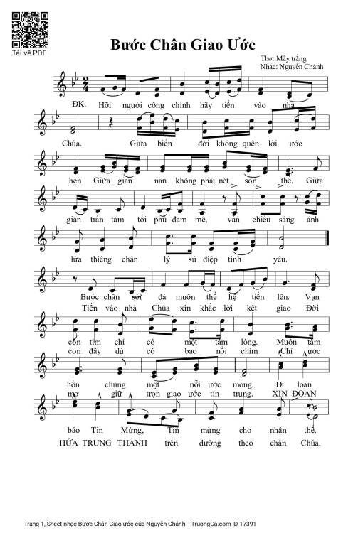 Sheet nhạc PDF bài Bước Chân Giao ước