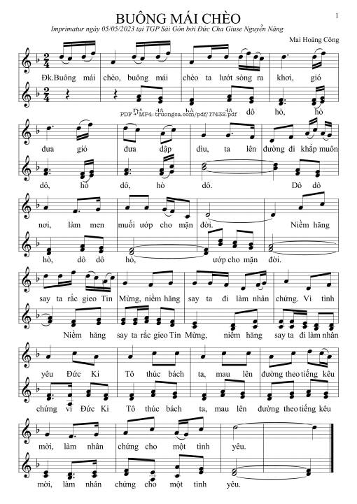 Sheet nhạc PDF bài Buông Mái Chèo