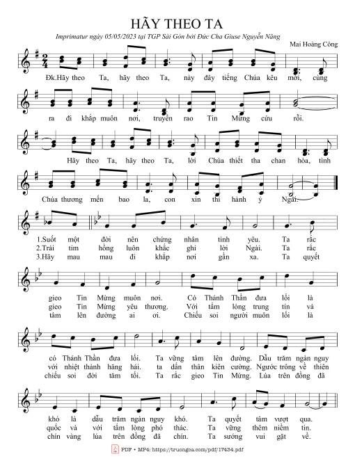 Sheet nhạc PDF bài Hãy Theo Ta - Mai Hoàng Công