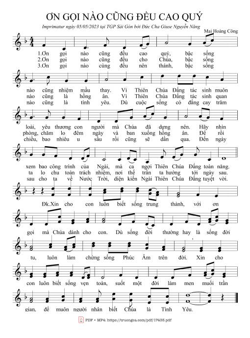 ơn Gọi Nào Cũng đều Cao Quý