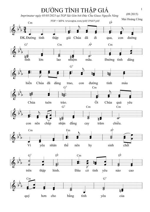 Sheet nhạc PDF bài Đường Tình Thập Giá