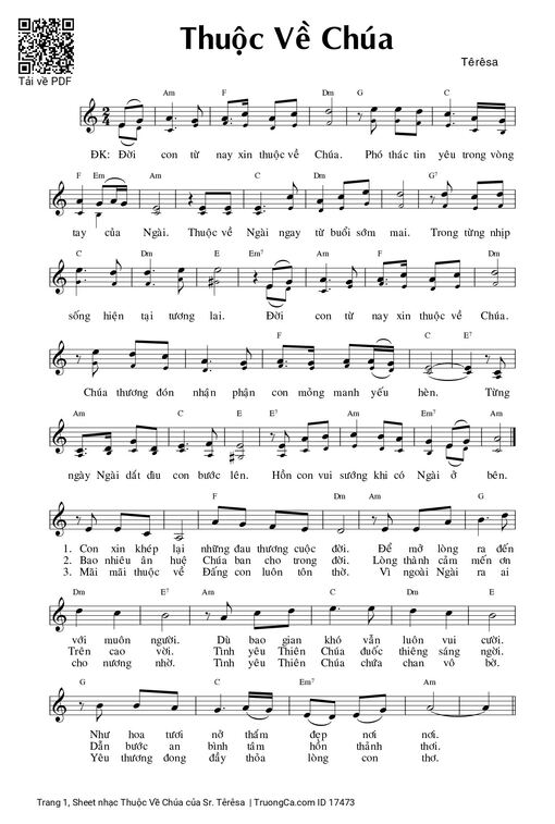 Sheet nhạc PDF bài Thuộc Về Chúa