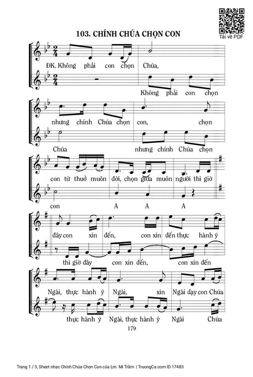 Sheet nhạc PDF bài Chính Chúa Chọn Con