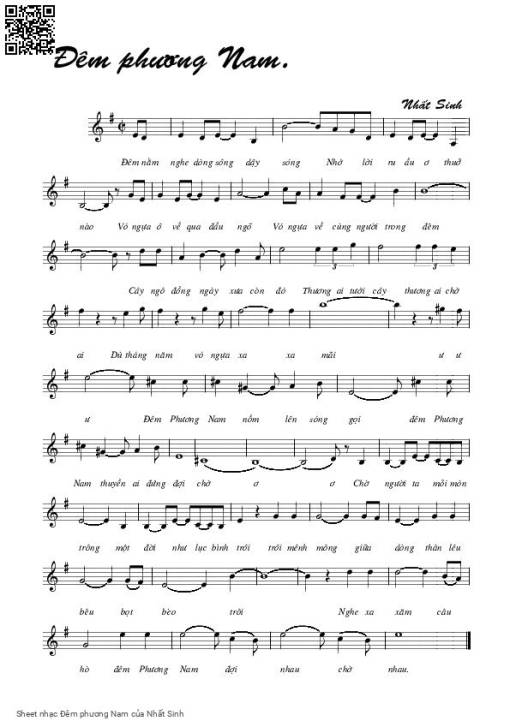 Sheet nhạc PDF bài Đêm phương Nam