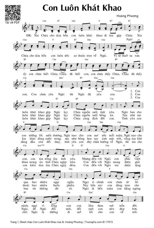 Sheet nhạc PDF bài Con Luôn Khát Khao