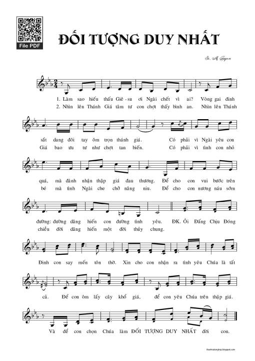 Sheet nhạc PDF bài Đối Tượng Duy Nhất