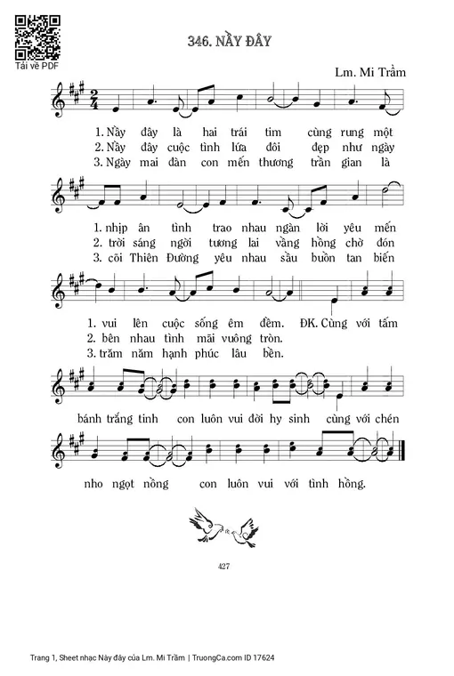 Sheet nhạc PDF bài Này đây - Lm. Mi Trầm
