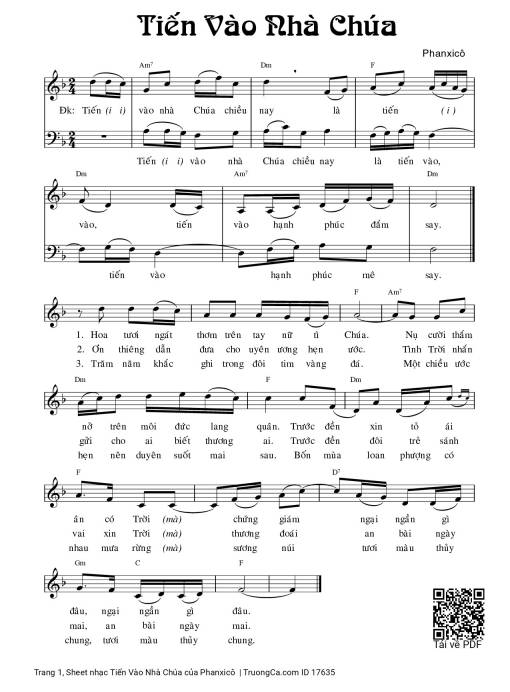 Sheet nhạc PDF bài Tiến Vào Nhà Chúa