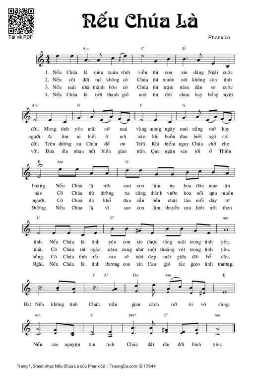 Sheet nhạc PDF bài Nếu Chúa Là