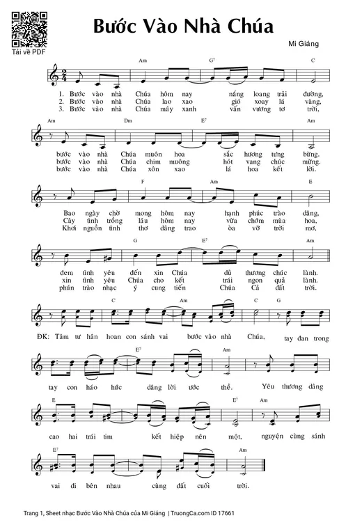 Sheet nhạc PDF bài Bước Vào Nhà Chúa