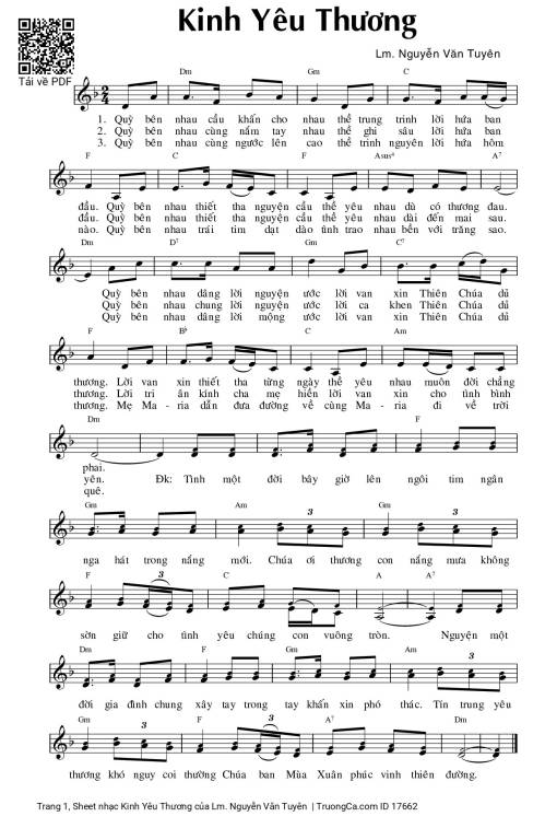 Sheet nhạc PDF bài Kinh Yêu Thương