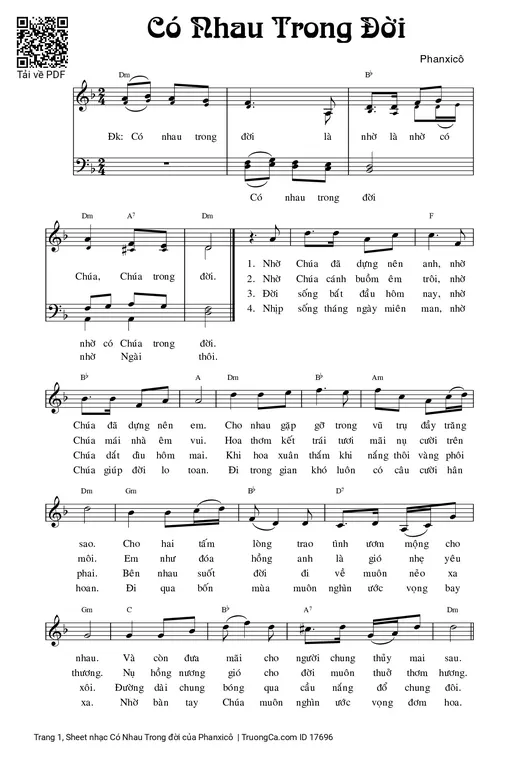 Sheet nhạc PDF bài Có Nhau Trong đời