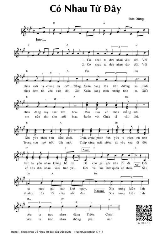 Sheet nhạc PDF bài Có Nhau Từ đây