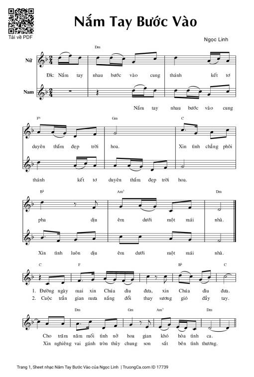 Sheet nhạc PDF bài Nắm Tay Bước Vào