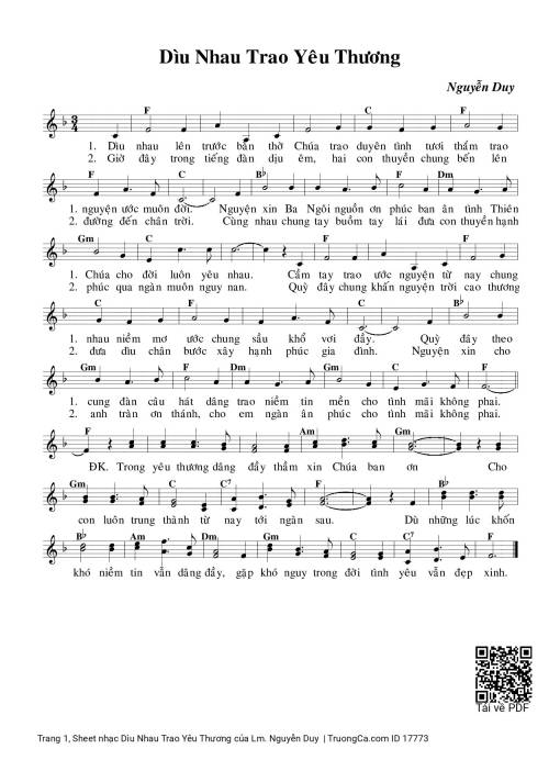Sheet nhạc PDF bài Dìu Nhau Trao Yêu Thương