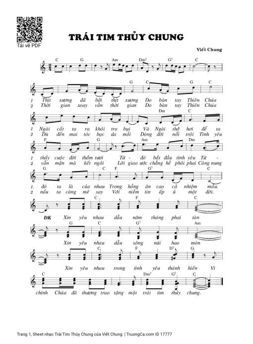 Sheet nhạc PDF bài Trái Tim Thủy Chung