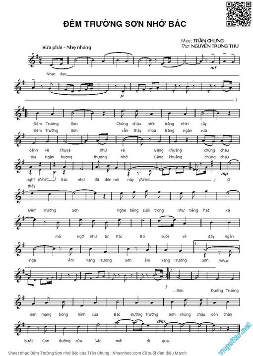 Sheet nhạc PDF bài Đêm Trường Sơn nhớ Bác