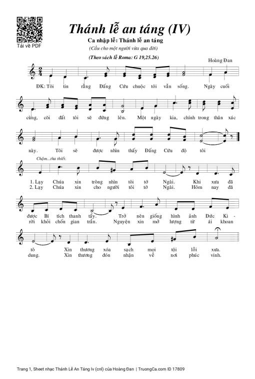 Sheet nhạc PDF bài Thánh Lễ An Táng Iv (cnl)