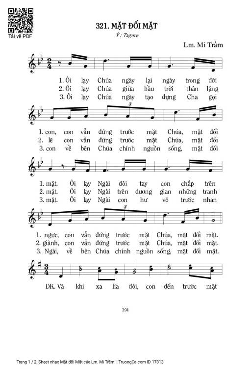 Sheet nhạc PDF bài Mặt đối Mặt