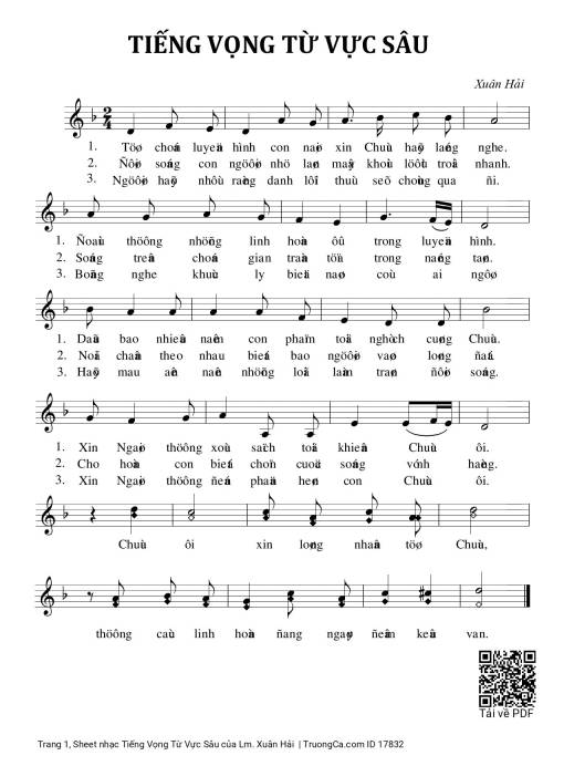 Sheet nhạc PDF bài Tiếng Vọng Từ Vực Sâu