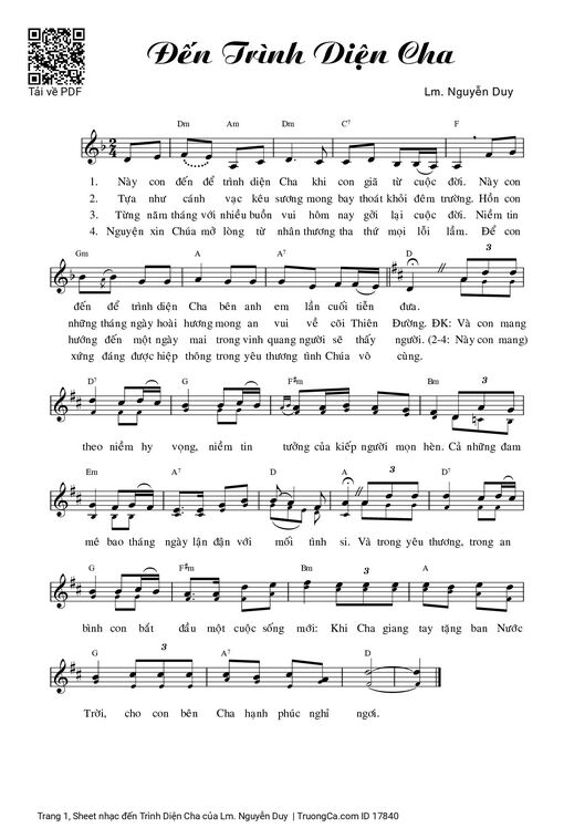 Sheet nhạc PDF bài đến Trình Diện Cha