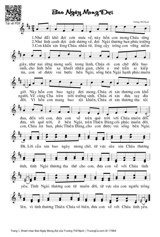 Sheet nhạc PDF bài Bao Ngày Mong đợi