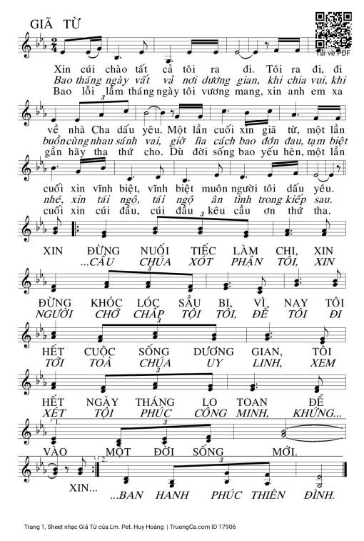 Giã Từ - Lm. Pet. Huy Hoàng