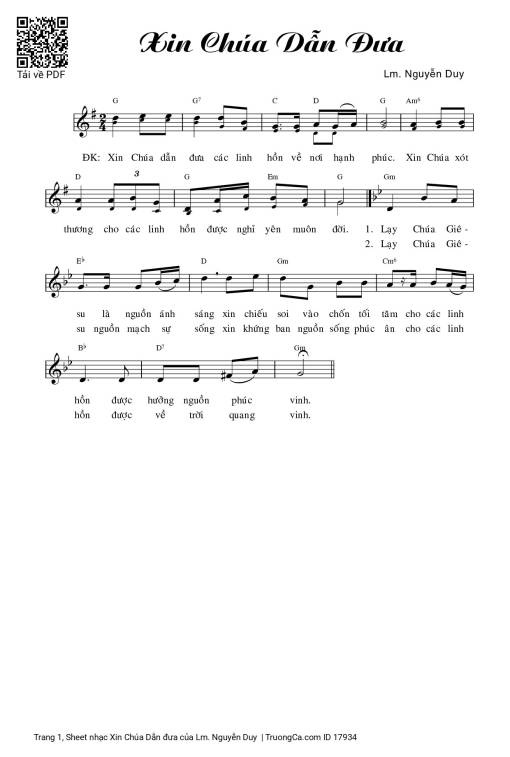 Sheet nhạc PDF bài Xin Chúa Dẫn đưa