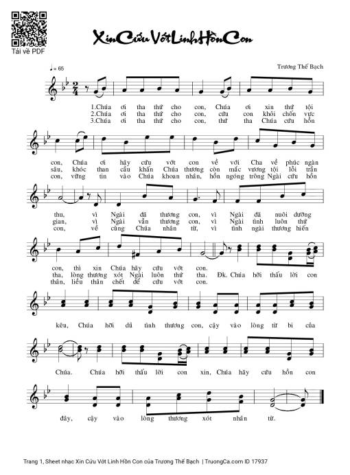 Sheet nhạc PDF bài Xin Cứu Vớt Linh Hồn Con