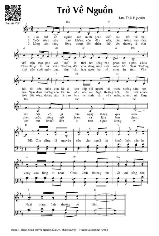 Sheet nhạc PDF bài Trở Về Nguồn