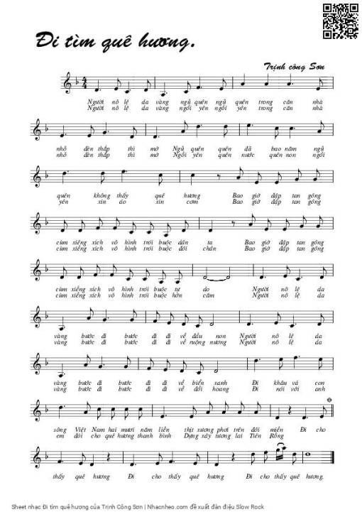 Sheet nhạc PDF bài Đi tìm quê hương